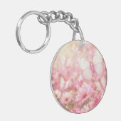 Roze Lint Vlinders in Tuin Sleutelhanger (Voorkant Links)