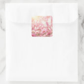 Roze Lint Vlinders in Tuin Vierkante Sticker (Tas)
