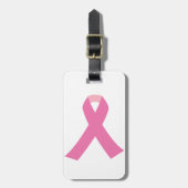 Roze lint voor bewustmaking van borstkanker bagagelabel (Voorkant verticaal)