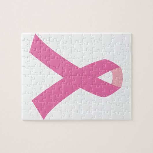 Roze lint voor bewustmaking van borstkanker legpuzzel (Horizontaal)