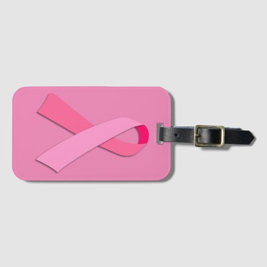 Roze lint voor borstkanker bagagelabel (Voorkant (horizontaal))