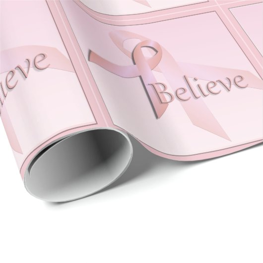Roze lint voor borstkanker Believe Gift Wrap Cadeaupapier (Rol Hoek)