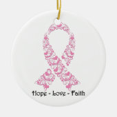 Roze Lint voor Borstkanker Bewustzijn Keramisch Ornament (Voorkant)