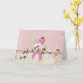 Roze lint voor borstkanker kaart (Gele Bloem)