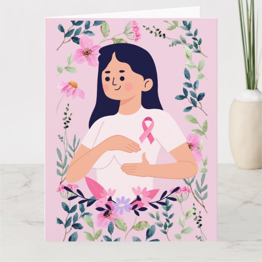 Roze lint voor borstkanker kaart (Voorkant)