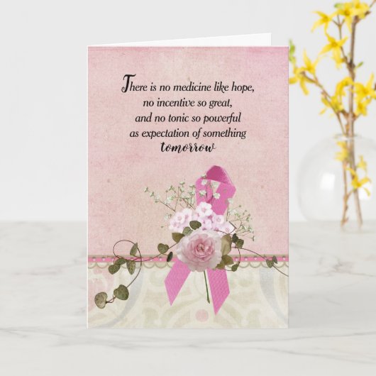 Roze lint voor borstkanker kaart (Gele Bloem)