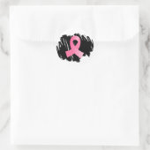 Roze lint voor borstkanker, met krabbel ronde sticker (Tas)