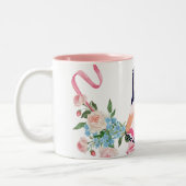 Roze lint voor borstkanker tweekleurige koffiemok (Links)