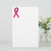 Roze lint voor de bewustmaking van borstkanker briefpapier (Staand voorkant)