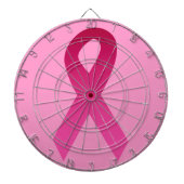 Roze lint voor de bewustmaking van borstkanker dartbord (Voorkant)