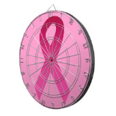 Roze lint voor de bewustmaking van borstkanker dartbord (Voorkant Rechts)