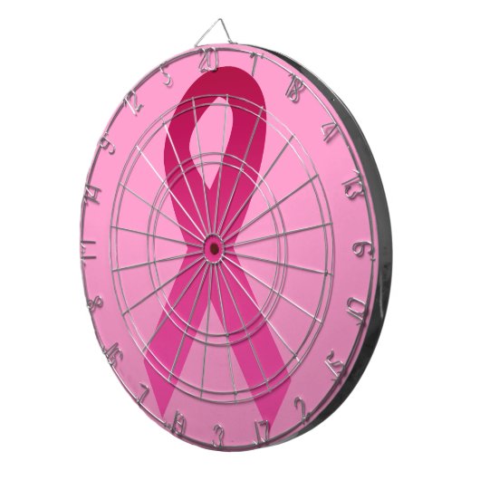 Roze lint voor de bewustmaking van borstkanker dartbord (Voorkant Rechts)