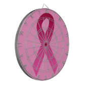 Roze lint voor de bewustmaking van borstkanker dartbord (Voorkant Links)
