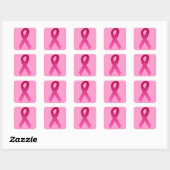 Roze lint voor de bewustmaking van borstkanker vierkante sticker (Vel)