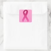 Roze lint voor de bewustmaking van borstkanker vierkante sticker (Tas)