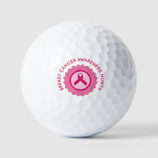 Roze lint voor de maand van borstkanker golfballen (Voorkant)