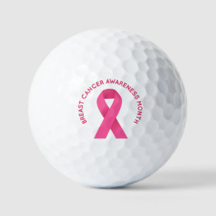 Roze lint voor de maand van borstkanker golfballen