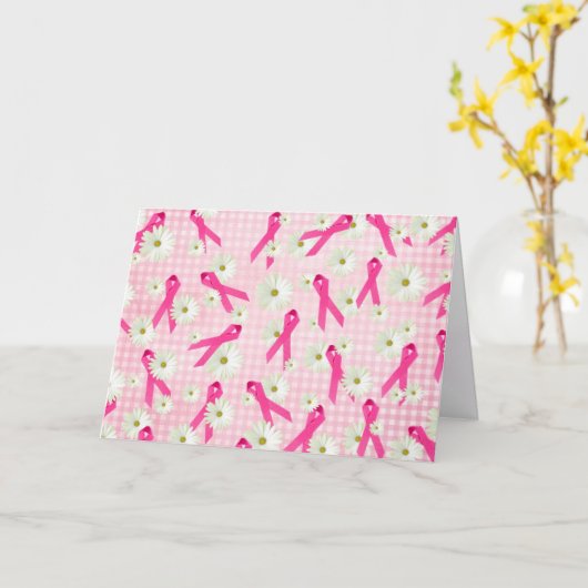 roze lint voor het overleven van borstkanker kaart (Gele Bloem)