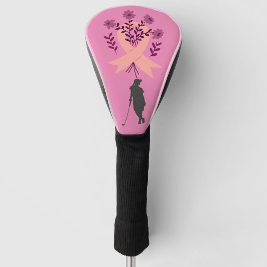 Roze lint voor kankerbewustmaking Lady damse golfe Golfheadcover (Voorkant)