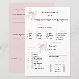 Roze lint voorspellingen en advies spel voor Doop