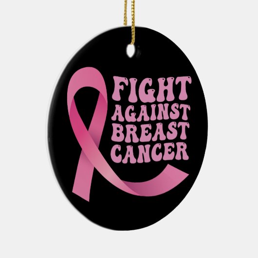 Roze lint Vrouwen Kanker Bewustzijn Borstkanker Keramisch Ornament (Rechts)