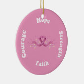 Roze lint Vrouwen Kanker Bewustzijn Borstkanker Keramisch Ornament (Rechts)