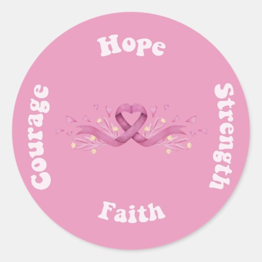 Roze lint Vrouwen Kanker Bewustzijn Borstkanker Ronde Sticker (Voorkant)
