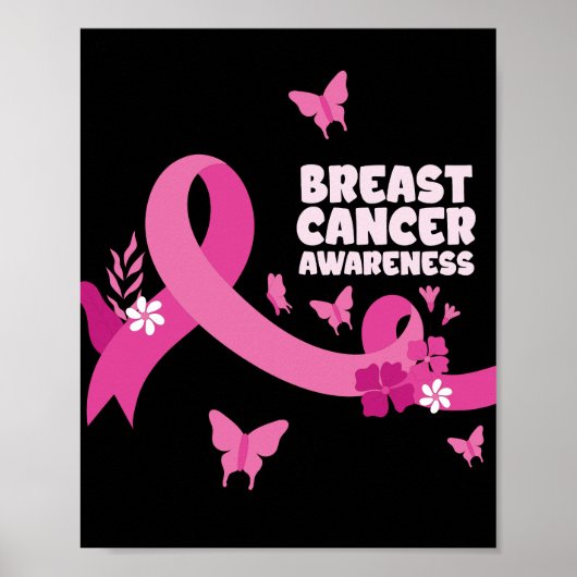 Roze Lint Vrouwen Kanker Borstkanker Bewustzijn Poster (Voorkant)