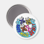 Roze Lint w / Vlinders en Body Mind Spirit Magneet (Voorkant / Achterkant)