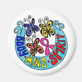 Roze Lint w / Vlinders en Body Mind Spirit Magneet