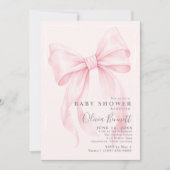 Roze lint waterverf meisje babyshower met QR-code Kaart (Voorkant)