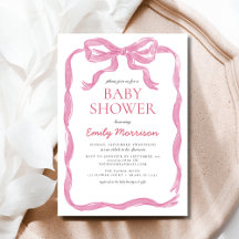 Roze lint waterverf strik meisje baby shower