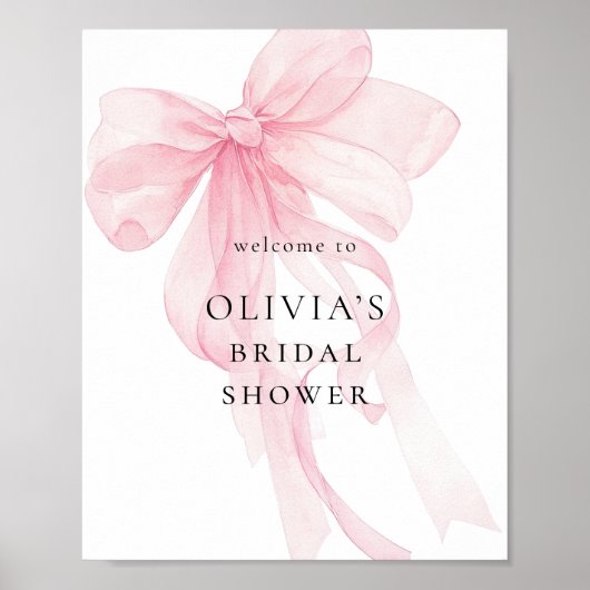 Roze lint welkom op bruidsdouche poster (Voorkant)