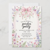 Roze Lint Wilde Bloementuin Feest Boog Uitnodiging (Voorkant)