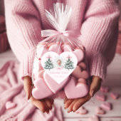 Roze lint Winter Onederland Hart Sticker