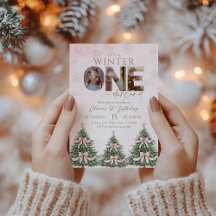 Roze lint Winter Onederland Meisje 1e verjaardag F