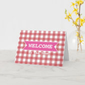 Roze lint wit rand speldenkpatroon naadloos kaart (Gele Bloem)