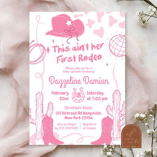 Roze Lint Yeehaw Disco Cowgirl Eerste Rodeo Verjaa Kaart