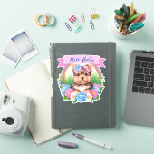 Roze Lint, Yorkshire & kleurrijke bloemen op maat Sticker (iPad Cover)
