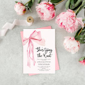 Roze lint Ze bindt de knoop Vrijgezellenfeest Kaart