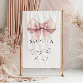 Roze lint: ze gaat trouwen bruidsuitnodiging wandkleed