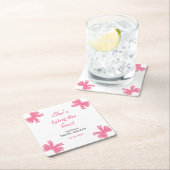 Roze lint ze knoopt de knoop bruids douche kartonnen onderzetters (Insitu)