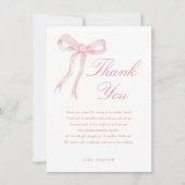 Roze lint ze knoopt de knoop bruidsdouche bedankkaart (Voorkant)