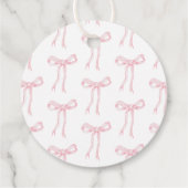 Roze lint ze knoopt de knoop bruidsfeest bedankjes labels (Achterkant)