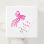 Roze lint ze knoopt de knoop bruidsfeest  bedankjes labels (In situ)