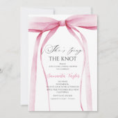 Roze lint ze knoopt de knoop bruidsfeest kaart (Voorkant)
