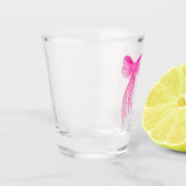 Roze lint ze knoopt de knoop bruidsfeest  shot glas (Links)