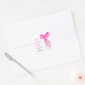 Roze lint ze knoopt de knoop bruidsfeest   vierkante sticker (Envelop)
