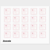 Roze lint ze knoopt de knoop bruidsfeest vierkante sticker (Vel)