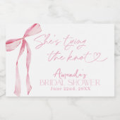 Roze lint Ze Krijgt de Knoop Bruidsmeisjesfeest La Sparkling Wijnetiket (Enkel label)